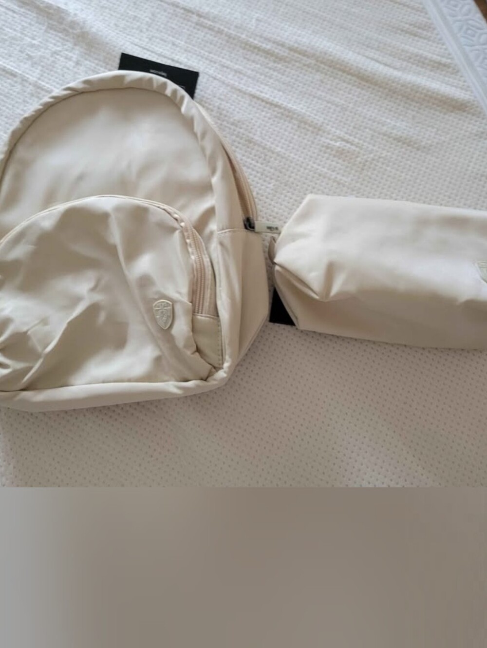 Compact Cream Everyday Backpack with Front Pocket